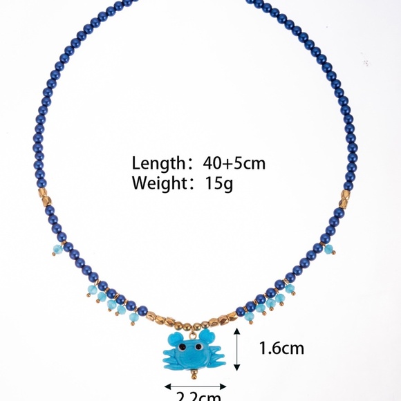 Shell bandana necklace, scarf necklace, 2 piece set , crab necklace - Picture 4 of 9